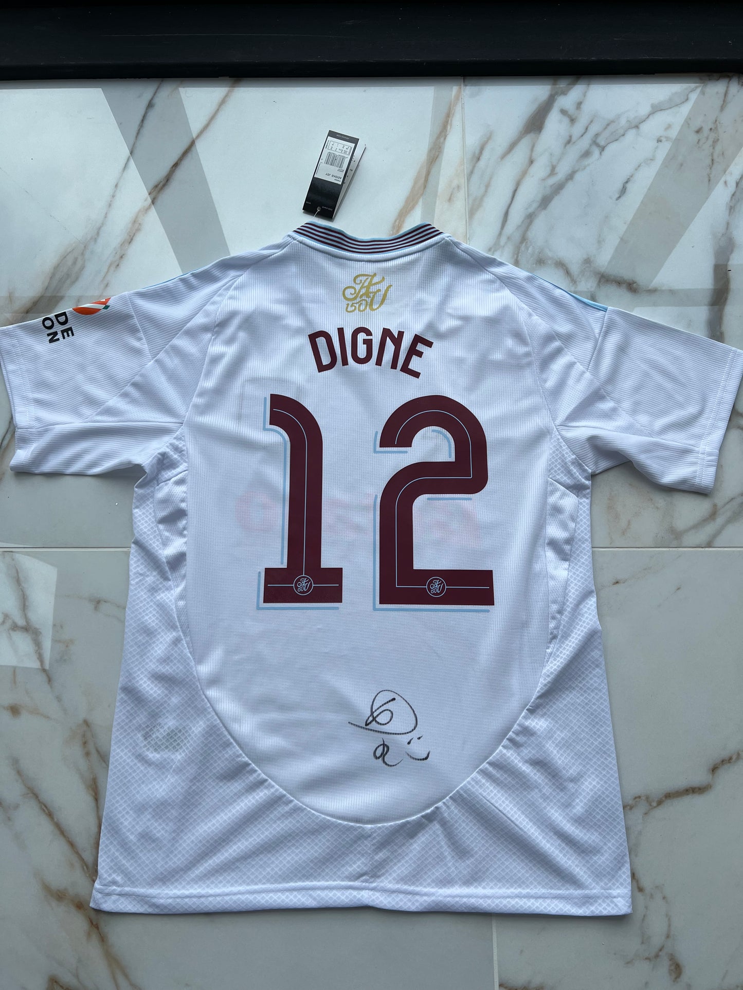 Lucas digne hand signed Aston Villa away shirt