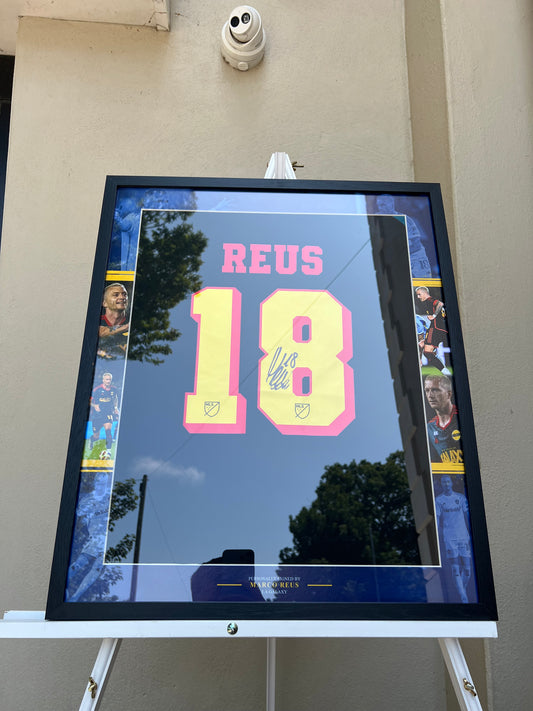 Framed Marco Reus hand signed La Galaxy retro edition shirt 23/24