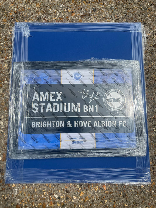 Lewis dunk hand signed Brighton street sign
