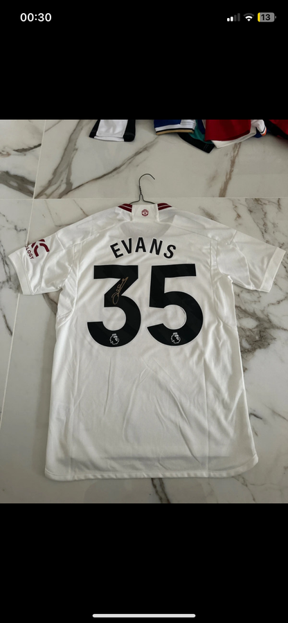Jonny Evans hand signed Manchester United away kit 23-24