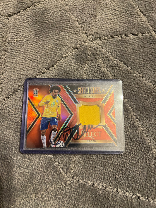 Willian hand signed match worn relic card